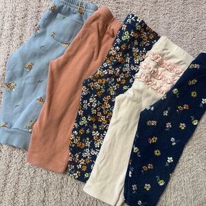 Carter’s Baby Girl Leggings Bundle 9M Floral 5pc